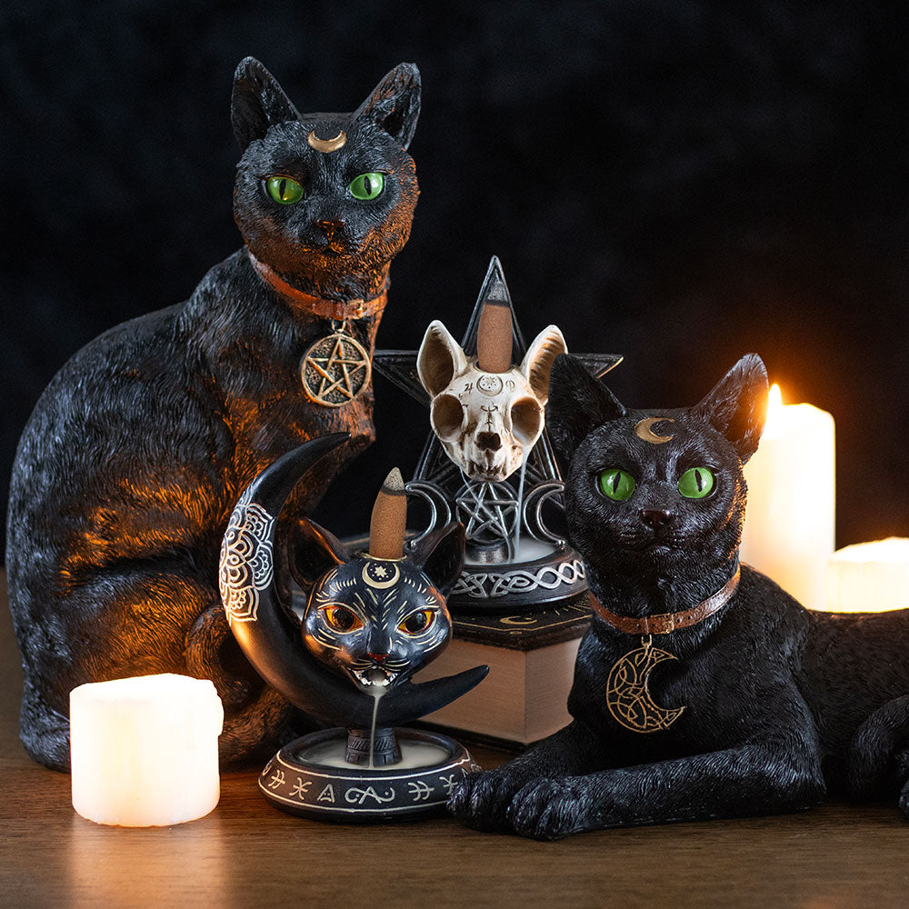 Gothic Cat Skull Wierookhouder