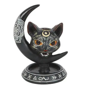 Gothic Black Cat Skull Wierookhouder