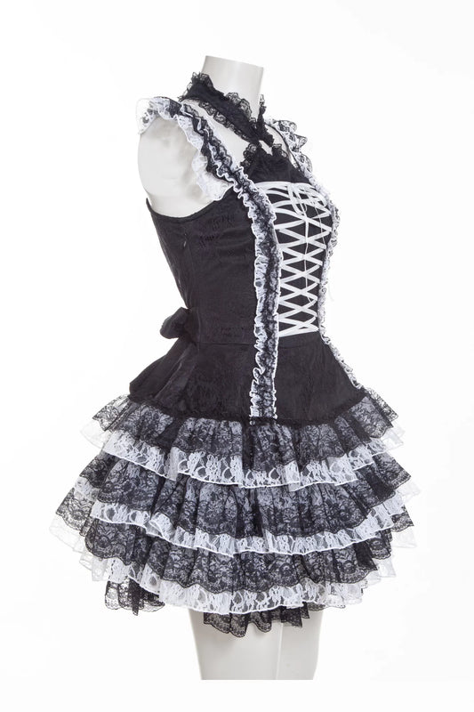 Eerie Shadow Zwart/Wit Jurk