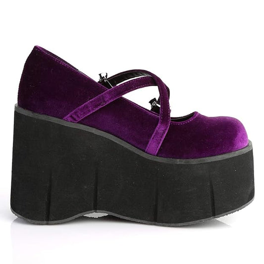 Demonia - Kera-10 - Purple Mary-Jane Wedges - Mt. 41