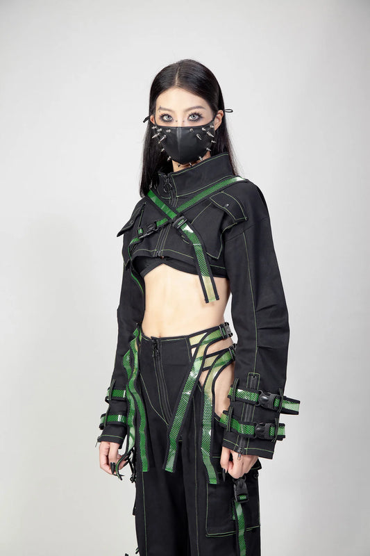 Cyber Doll Green Crop Jas