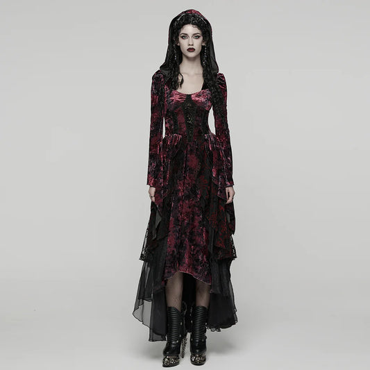 Gothic Marble Jurk Bordeaux