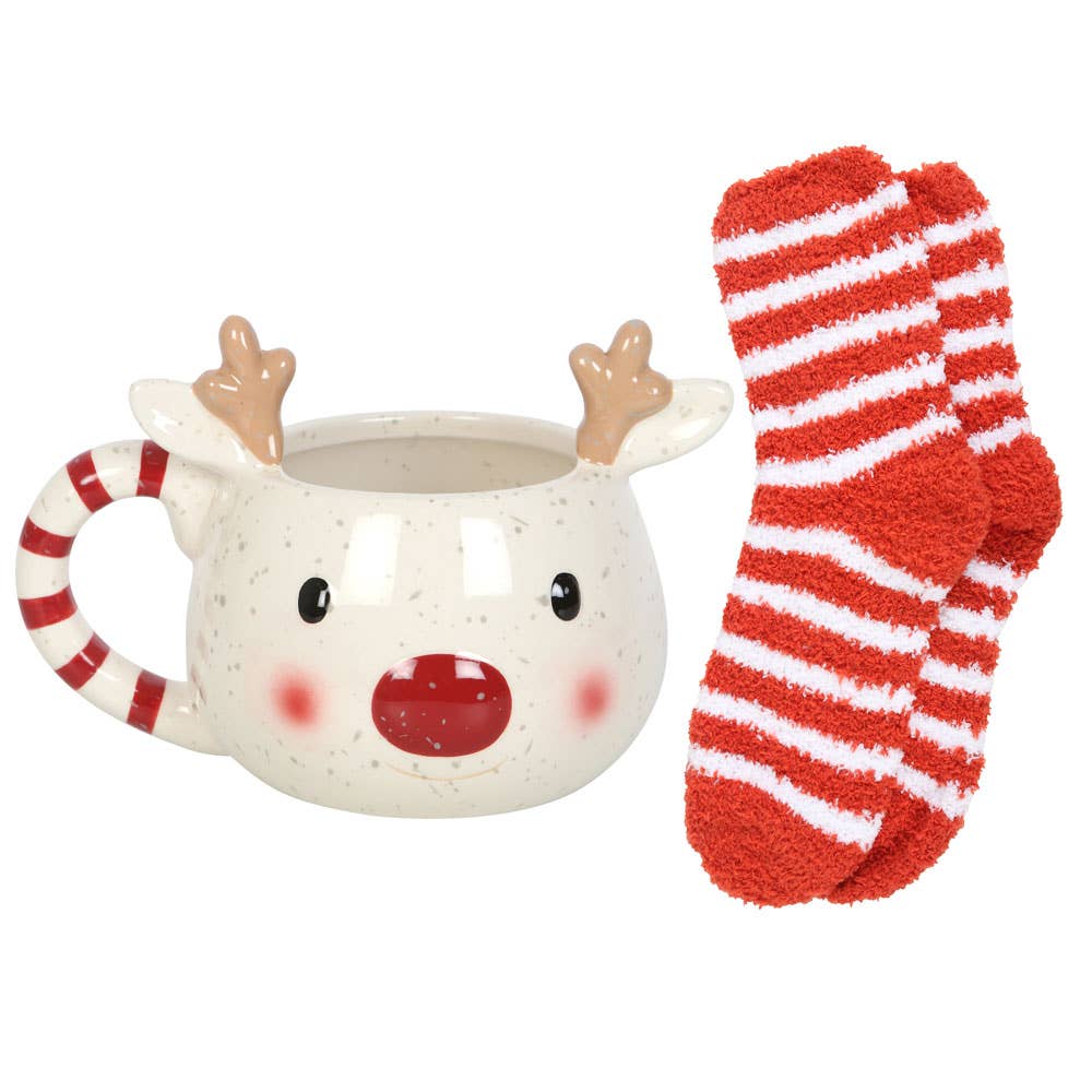 Rudolph Reindeer kerstmok en -sokken, set