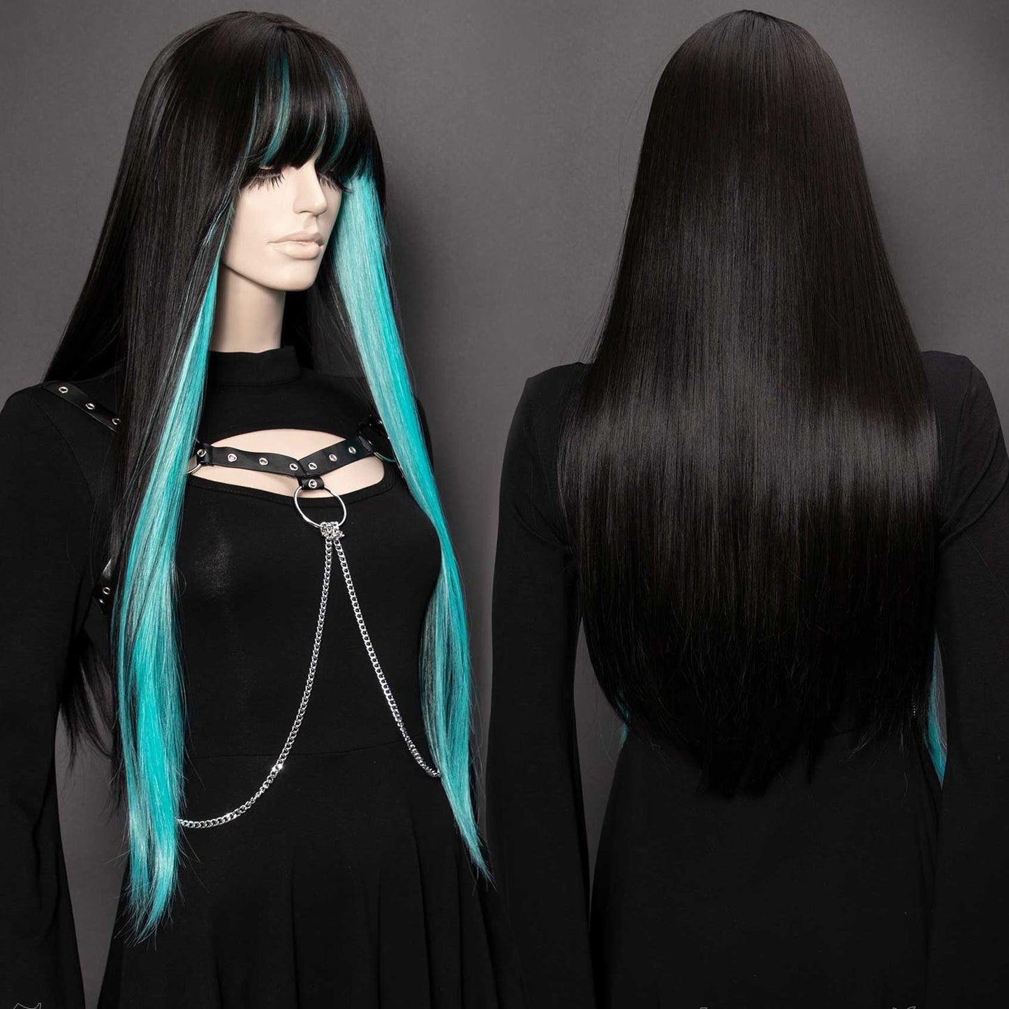 Yukiko Black & Turquoise Pruik