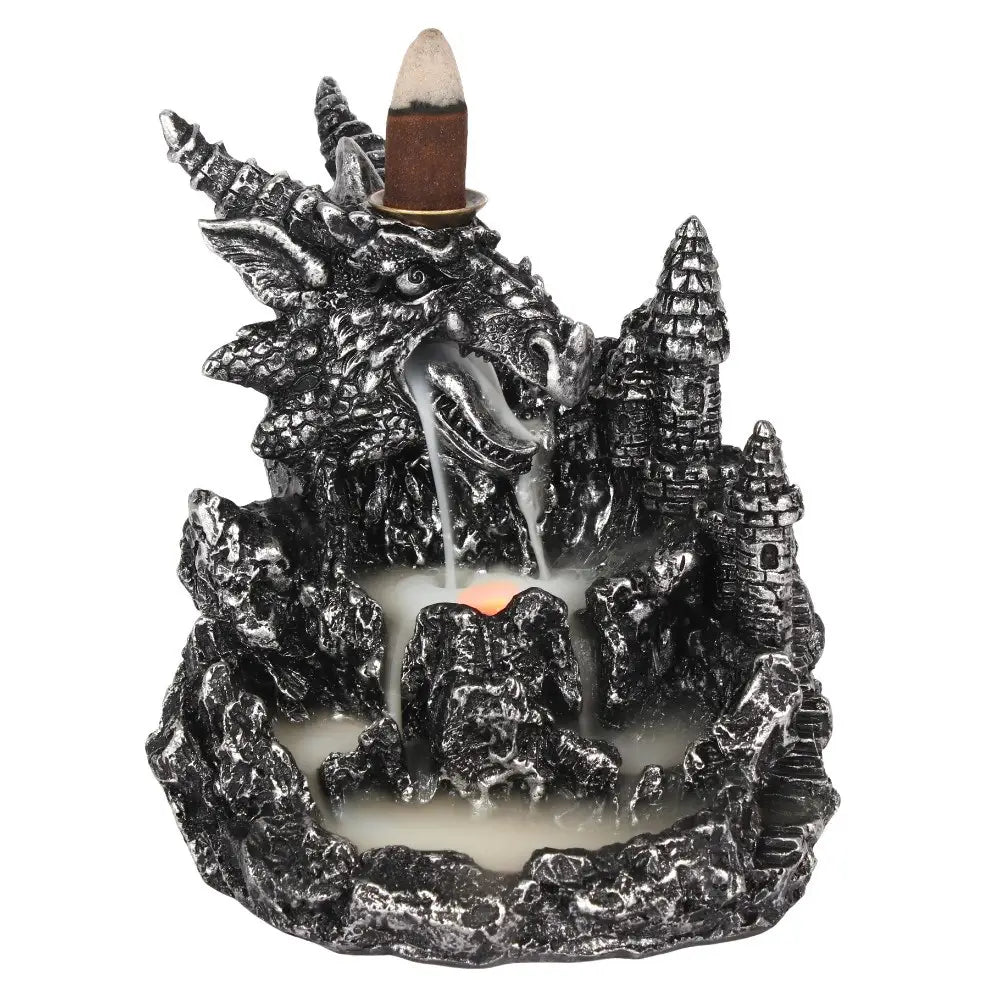 Silver Dragon Backflow Incense brander met verlichting