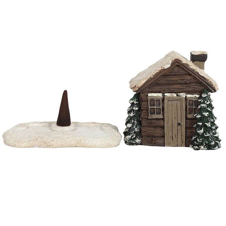 Winter Log Cabin Wierook Kegelbrander