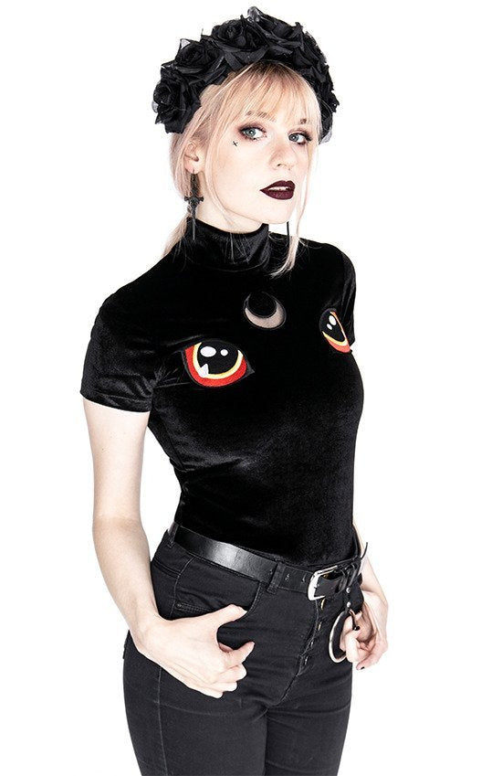 Velvet Cat Top "I SEE YOU"