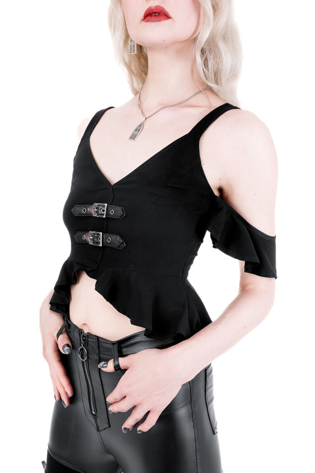 Cathedralis Buckle Peplum Top