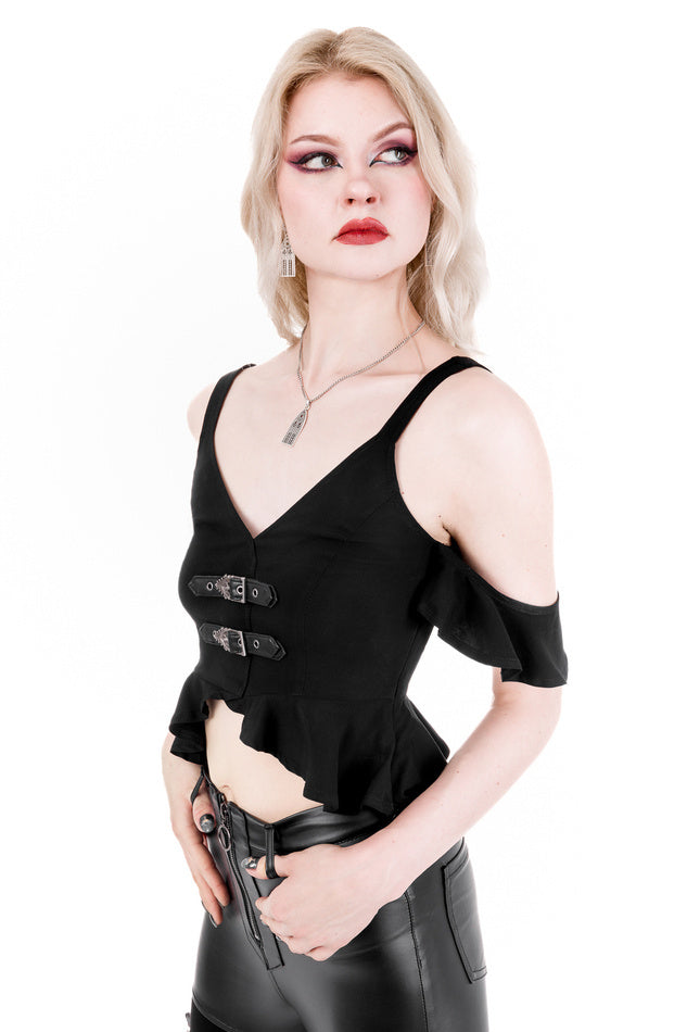Cathedralis Buckle Peplum Top