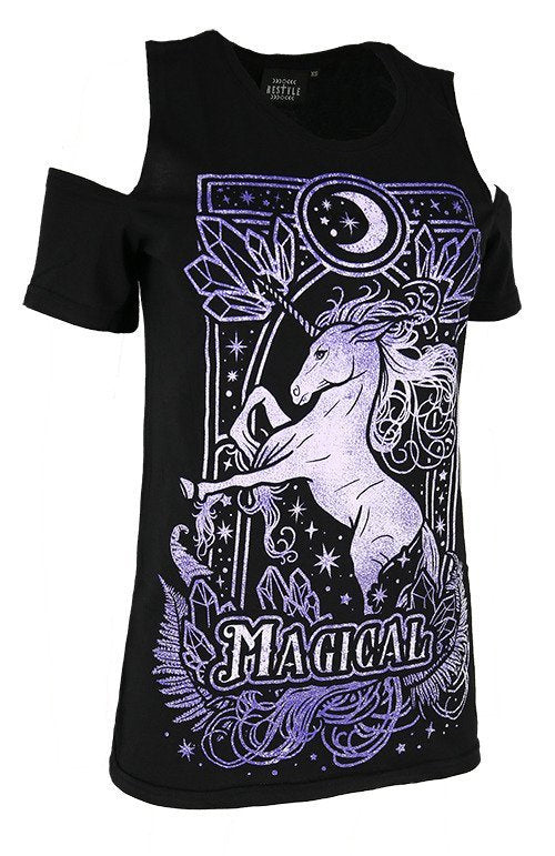 Magical Unicorn Cold Shoulders Top Purple