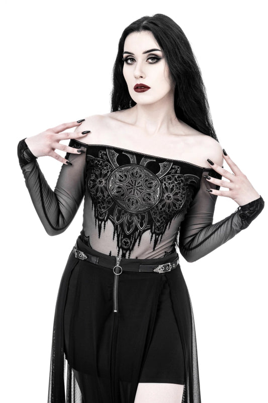 Gothic Chapel Off Shoulder Bodysuit