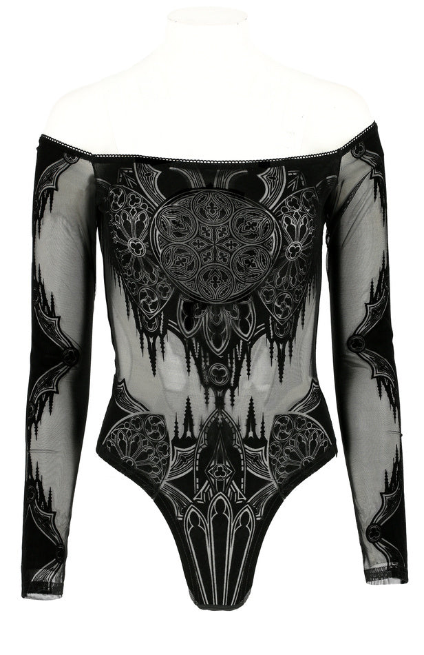Gothic Chapel Off Shoulder Bodysuit