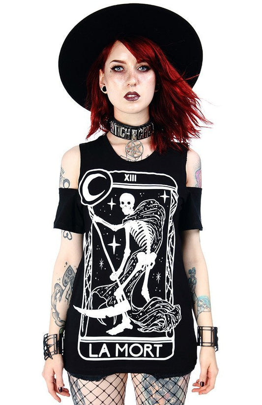 Death Tarot La Mort Cold Shoulder Top