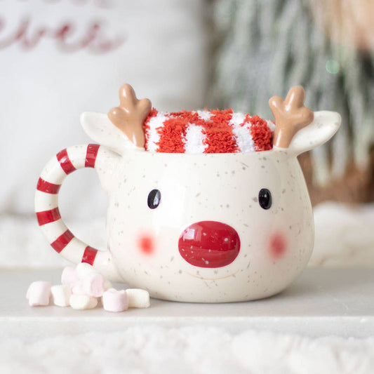Rudolph Reindeer kerstmok en -sokken, set