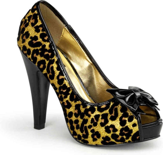 Pin-Up Couture - Bettie-12 - Gold Glitter Cheetah - Mt. 36