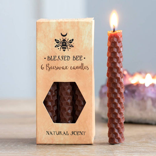 Magische spreukkaarsen van bruine bijenwas (Set van 6)