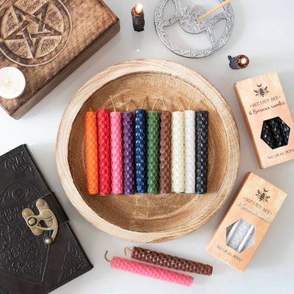Magische spreukkaarsen met blauwe bijenwas (set van 6)