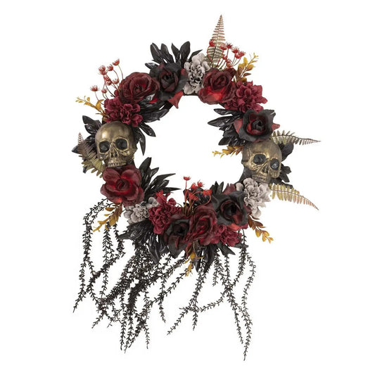 Halloween Deurkrans - Schedels En Rozen (40cm)
