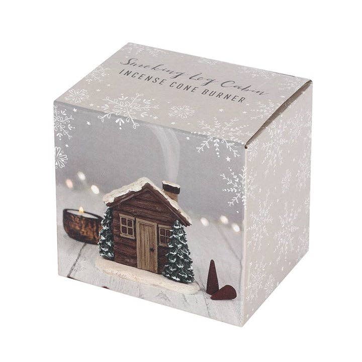 Winter Log Cabin Wierook Kegelbrander