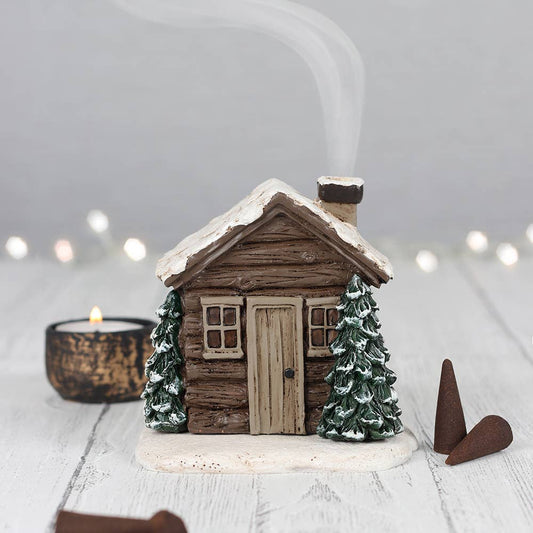 Winter Log Cabin Wierook Kegelbrander