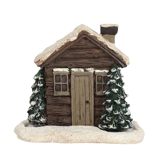 Winter Log Cabin Wierook Kegelbrander