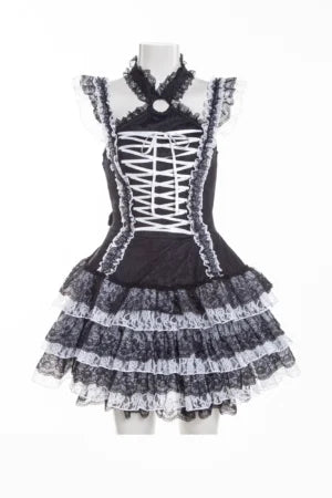 Eerie Shadow Zwart/Wit Jurk