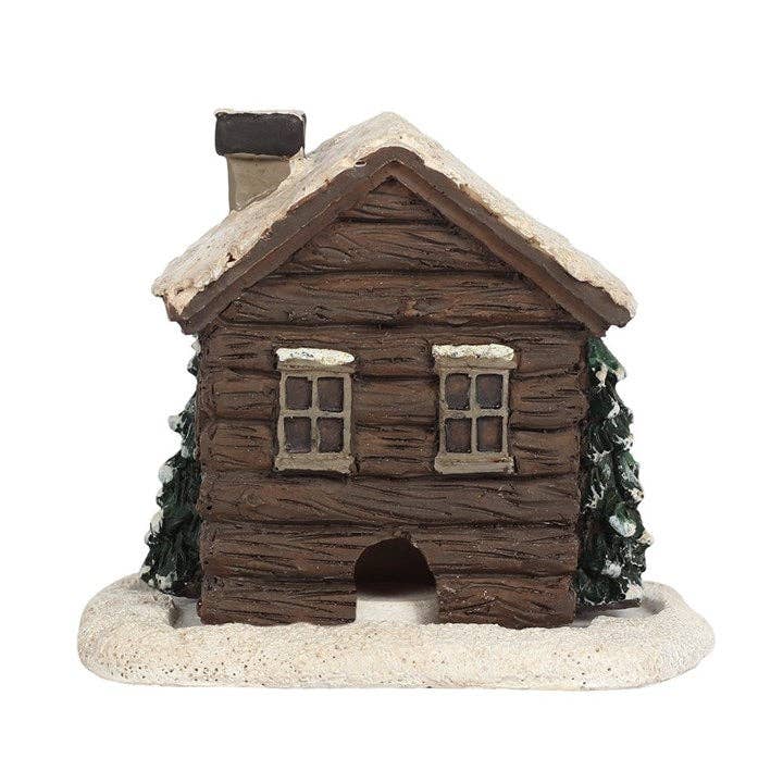 Winter Log Cabin Wierook Kegelbrander