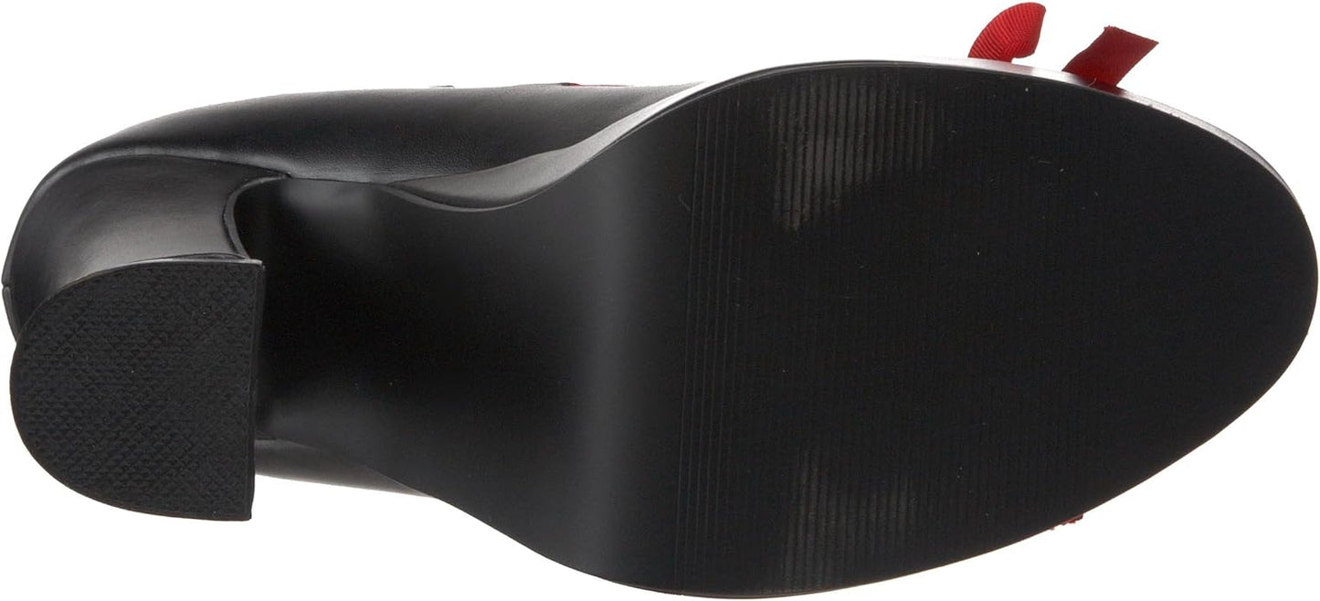 Demonia - Dolly-47 - Zwarte Pumps met Rood Lint en Strik