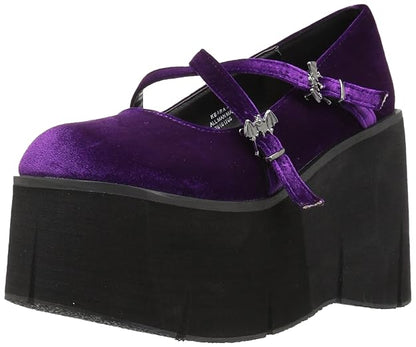 Demonia - Kera-10 -  Purple Mary-Jane Wedges - Mt. 41