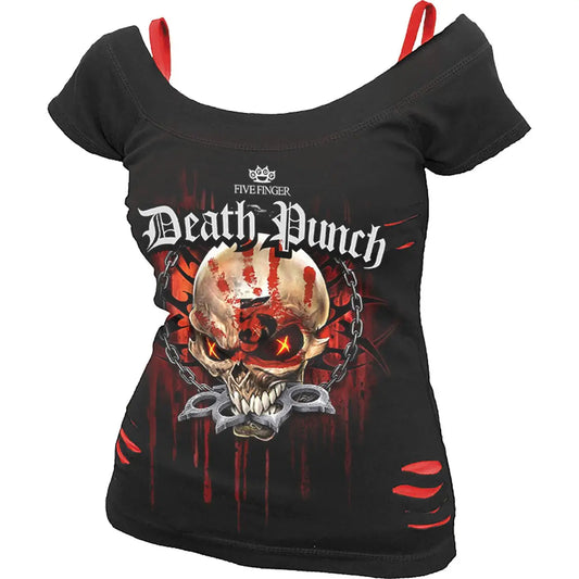 5FDP Assassin Red Ripped Top