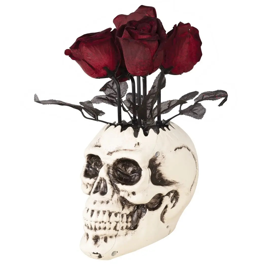 Schedelvaas Met Rozen - Geanimeerd (30cm)