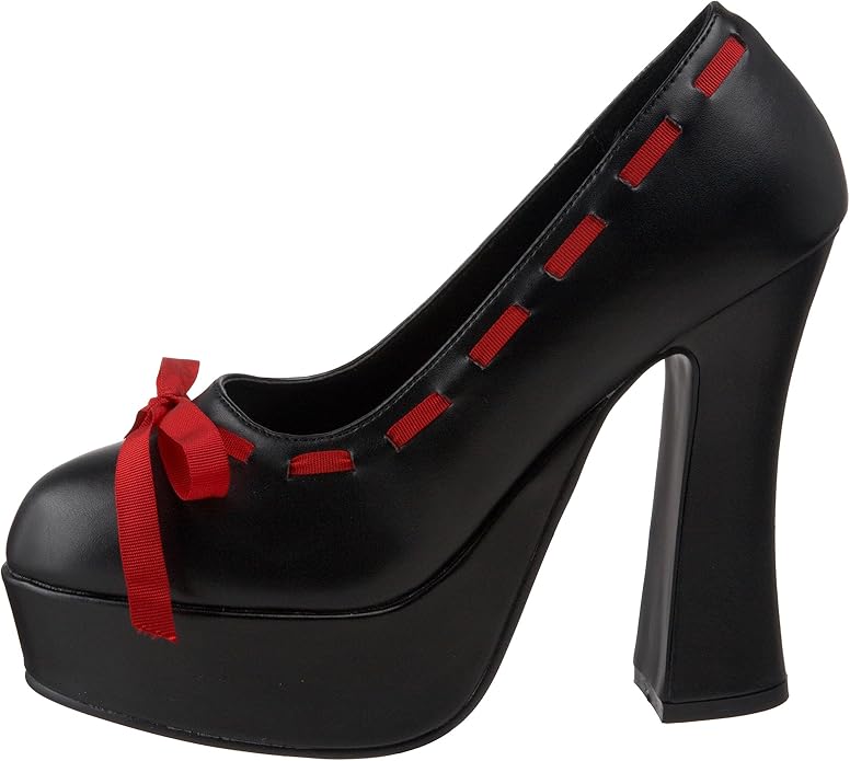 Demonia - Dolly-47 - Zwarte Pumps met Rood Lint en Strik