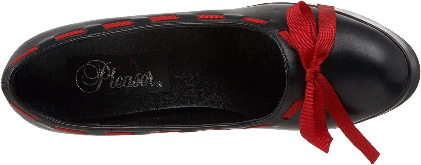 Demonia - Dolly-47 - Zwarte Pumps met Rood Lint en Strik