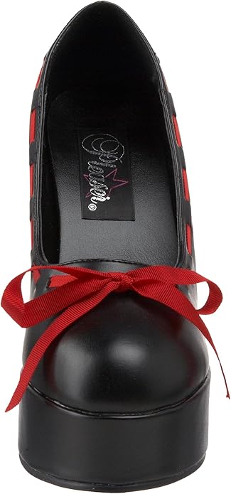 Demonia - Dolly-47 - Zwarte Pumps met Rood Lint en Strik