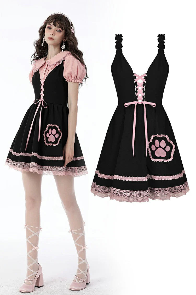 Sweet Lolita Pink Paw Jurk