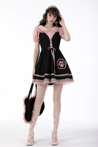 Sweet Lolita Pink Paw Jurk