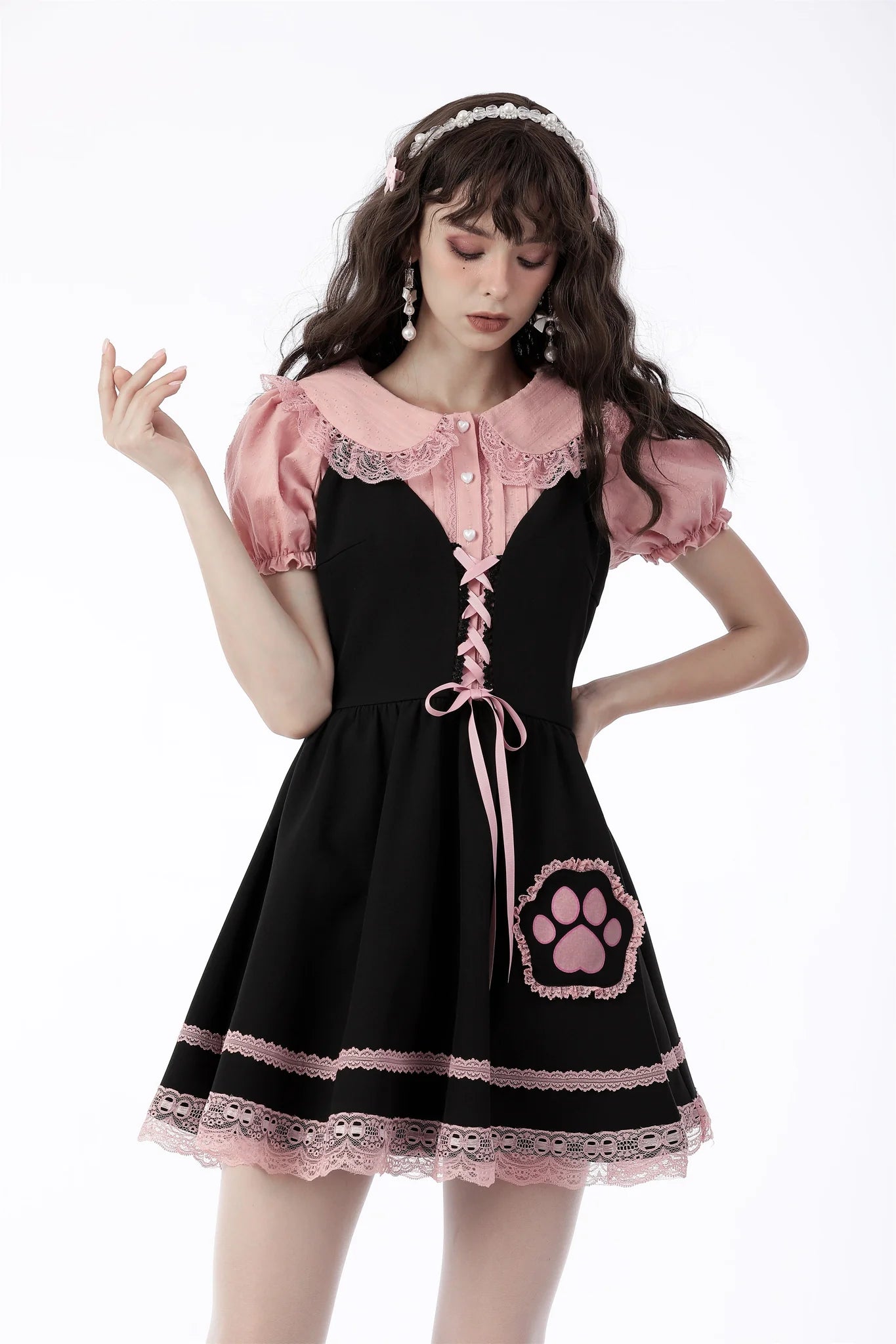 Sweet Lolita Pink Paw Jurk