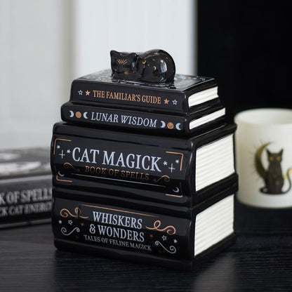 Something Different - Book Stack Oil Burner with Cat