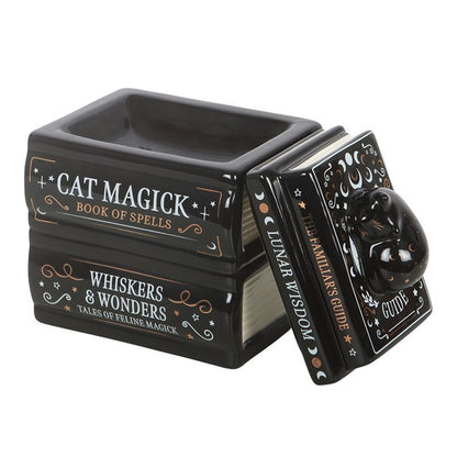 Something Different - Book Stack Oil Burner with Cat