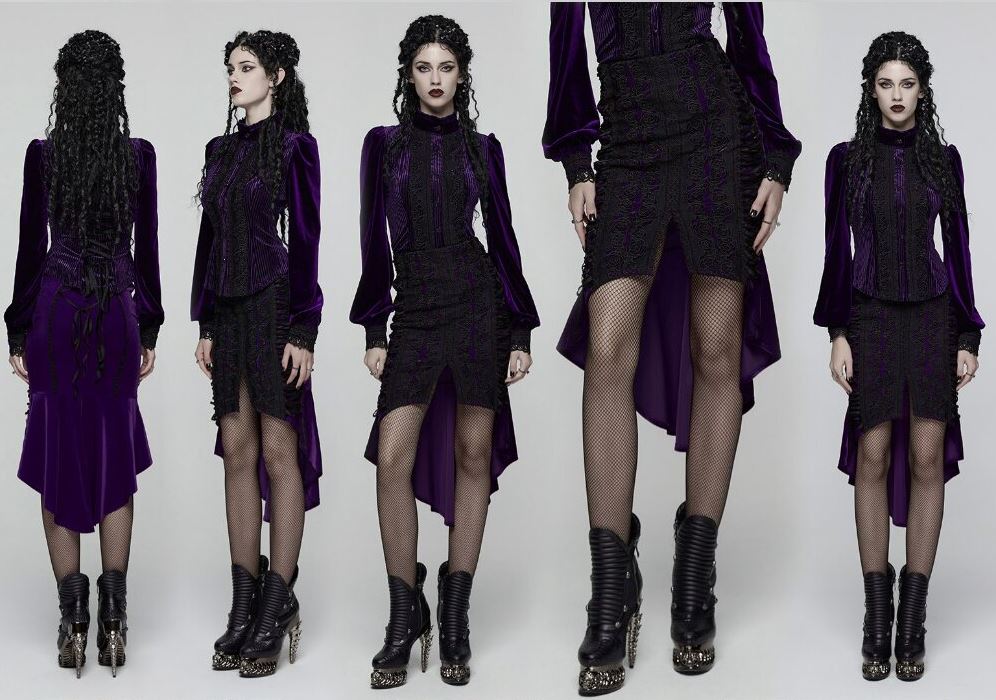 Obsidian Roses Black Velvet Rok