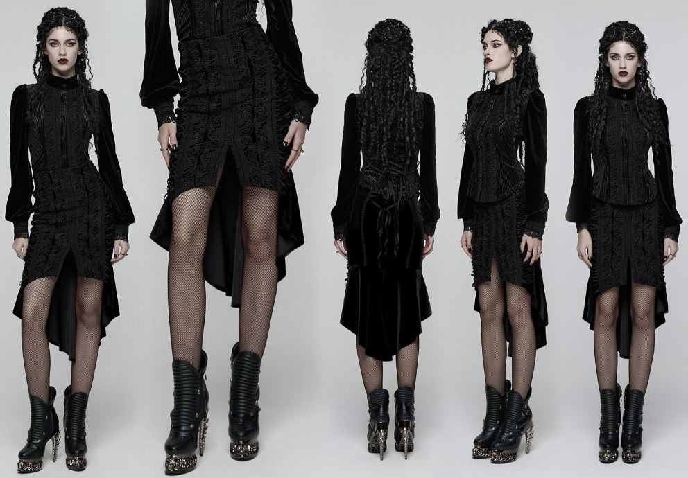 Obsidian Roses Black Velvet Rok