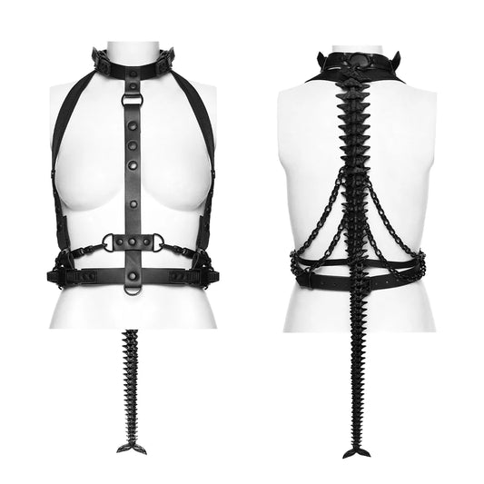 Punk Rave - Necromancer Vertebrae - Spine Harness Zwart