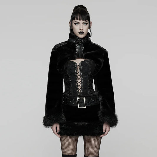 Hex Fur Black Crop Jas