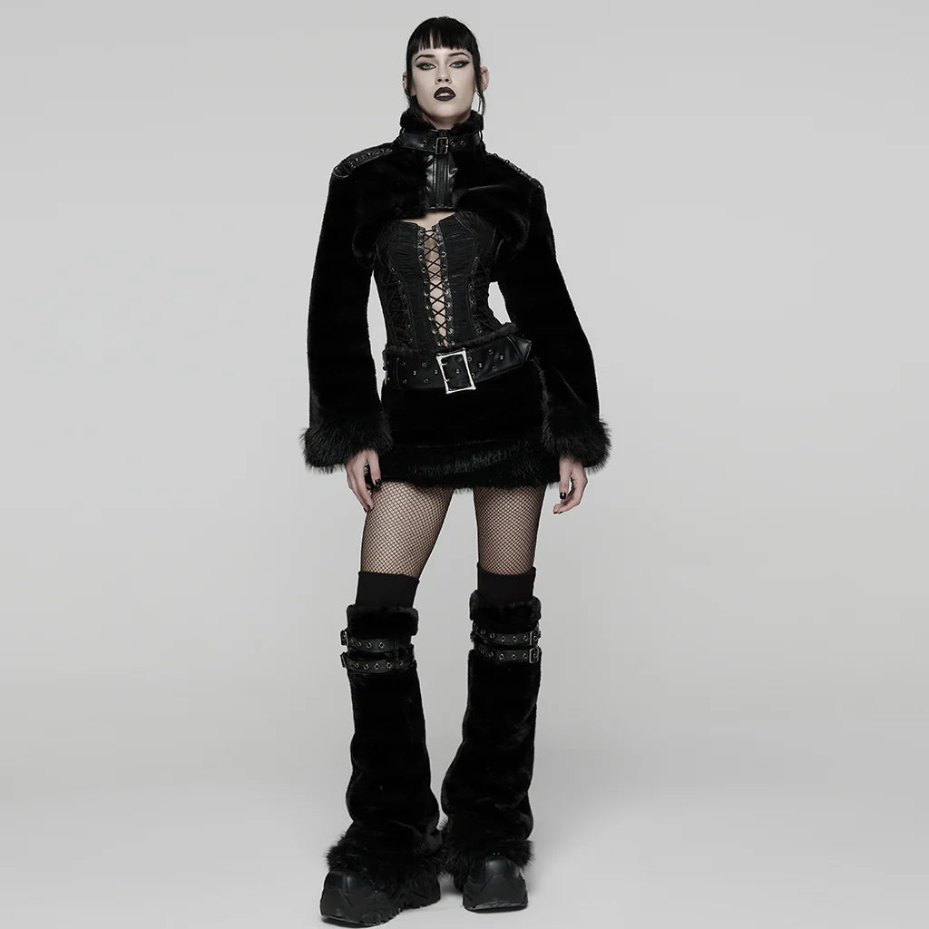 Hex Fur Black Crop Jas