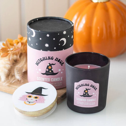 Heksenuur Pruim en Zwarte Kers Halloween Kaars