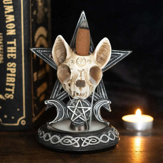 Gothic Cat Skull Wierookhouder