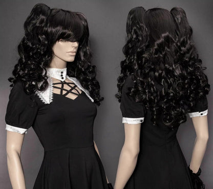 Dolly Black Pruik met Ponytails