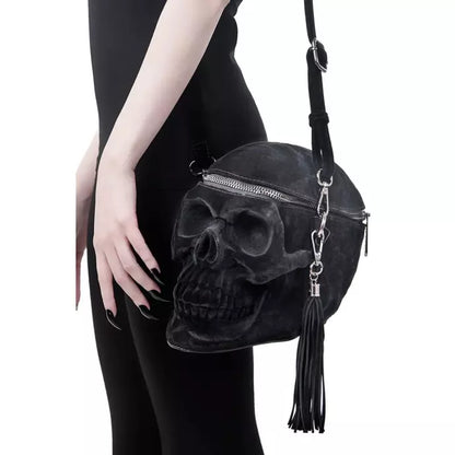 Grave Digger Black Velvet Skull Schoudertas