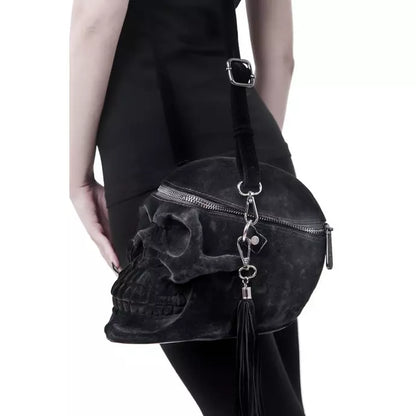 Grave Digger Black Velvet Skull Schoudertas