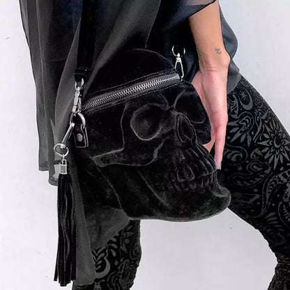 Grave Digger Black Velvet Skull Schoudertas